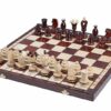 Jeu d'Échecs en Bois de Sycomore Incrusté de Laiton avec Échiquier Pliant