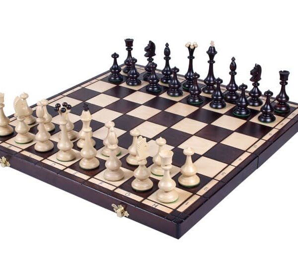 Jeu d’Échecs en Bois avec Pièces Style Montagnard – Échiquier Pliant 46 cm