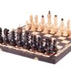 Jeu d'Échecs en Bois de Hêtre avec Échiquier Pliant 55 cm et Pièces Artisanales