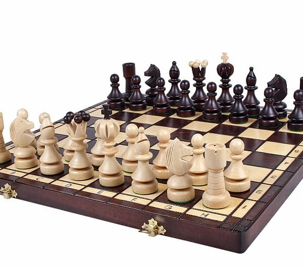 Jeu d’Échecs Pliable en Bois pour Amateurs – Pièces en Bois de Charme, Échiquier avec Rangement