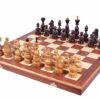 Jeu d'Échecs en Bois de Cerisier avec Échiquier Pliant Incrusté en Acajou et Sycomore