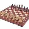 Jeu d’Échecs en Bois Orné – Pièces Lestées et Échiquier Pliable avec Rangement