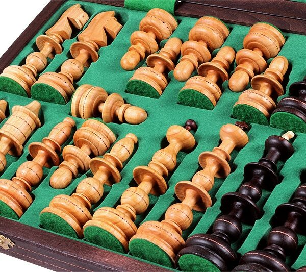 Jeu d'Échecs Longiligne en Bois de Cerisier - Échiquier Pliant