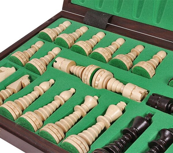 Jeu d'Échecs en Bois de Charme avec Échiquier Pliant