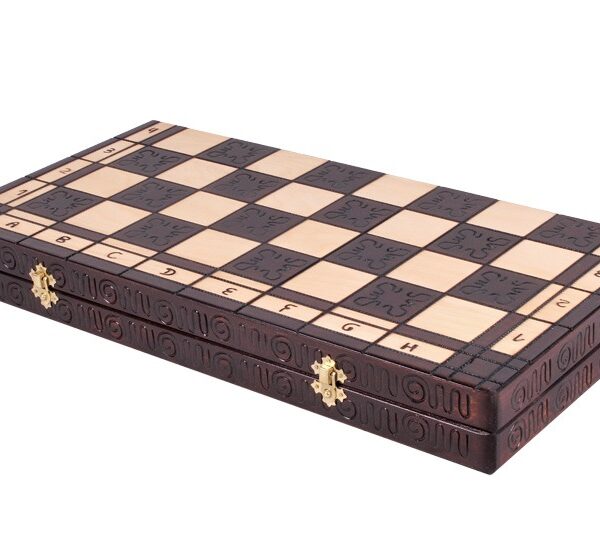 Jeu d'Échecs en Bois de Hêtre avec Échiquier Pliant 55 cm et Pièces Artisanales