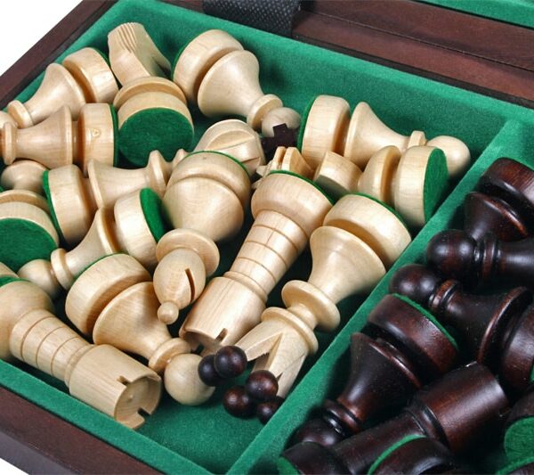 Jeu d’Échecs Pliable en Bois pour Amateurs – Pièces en Bois de Charme, Échiquier avec Rangement