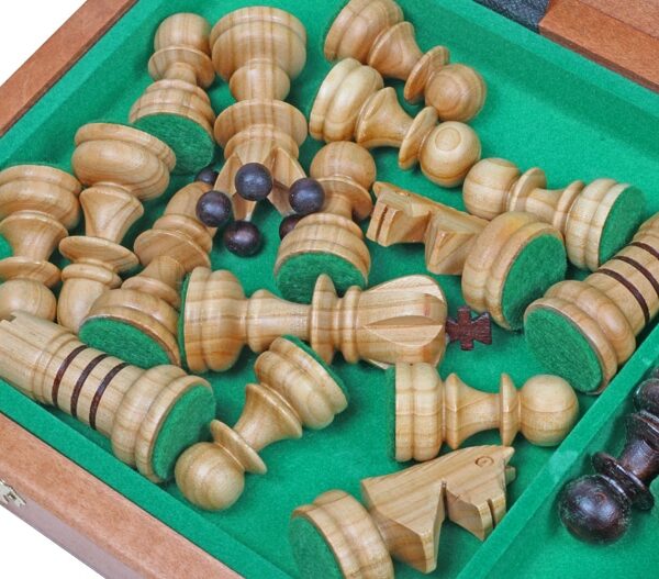 Jeu d’Échecs en Bois de Cerisier – Échiquier Pliant avec Rangement