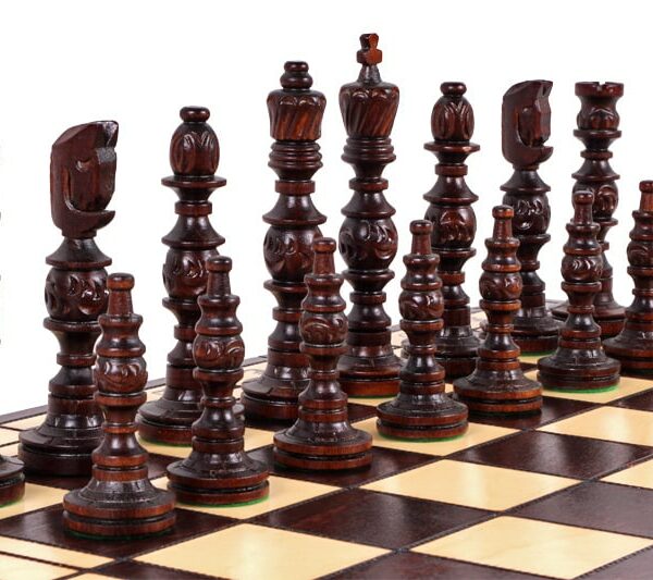 Grand Jeu d'Échecs en Bois avec Pièces de 14 cm - Échiquier Pliant