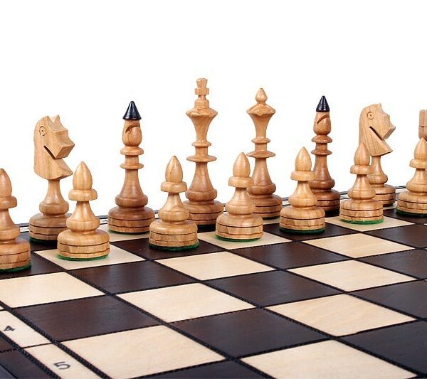 Jeu d'Échecs en Bois de Cerisier – Échiquier Pliant 48 cm au Design Indien