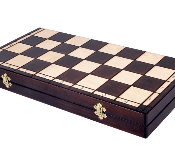 Jeu d’Échecs en Bois avec Pièces Style Montagnard – Échiquier Pliant 46 cm