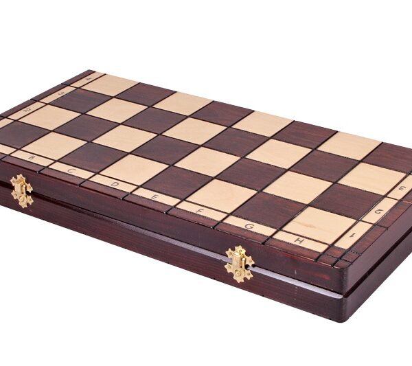 Jeu d'Échecs en Bois de Charme avec Échiquier Pliant