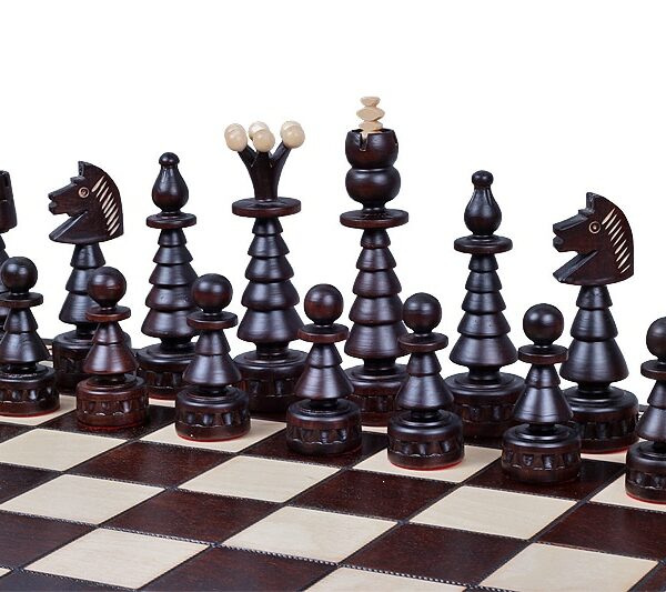 Jeu d'Échecs en Bois de Hêtre avec Échiquier Pliant - 60 x 60 cm