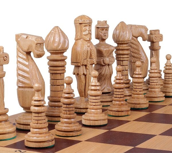 Grand Jeu d'Échecs en Bois de Chêne et Acajou - Échiquier Pliant 65 x 65 cm