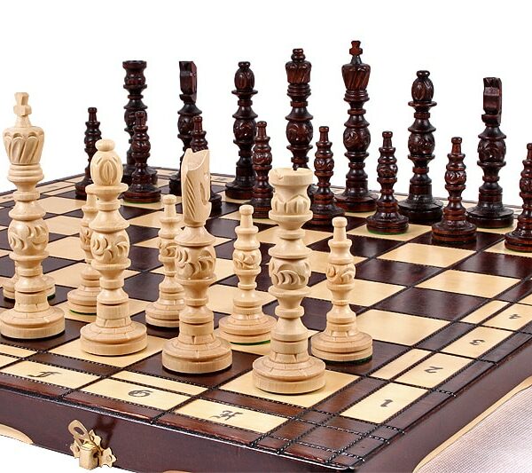 Grand Jeu d'Échecs en Bois avec Pièces de 14 cm - Échiquier Pliant