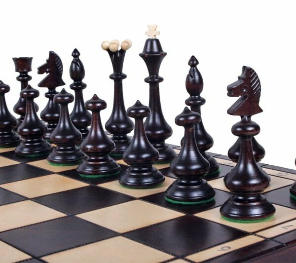 Jeu d’Échecs en Bois avec Pièces Style Montagnard – Échiquier Pliant 46 cm