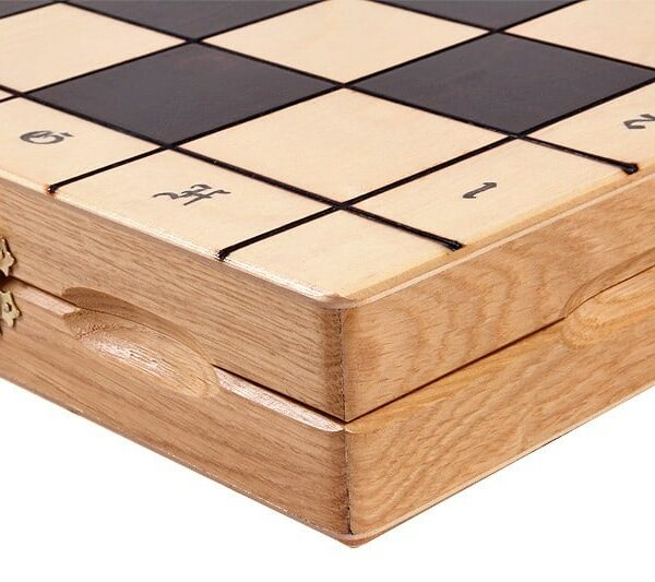 Jeu d'Échecs en Bois de Chêne, Sycomore et Cerisier – Échiquier Pliant