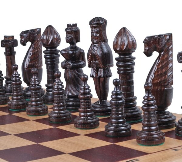 Grand Jeu d'Échecs en Bois de Chêne et Acajou - Échiquier Pliant 65 x 65 cm