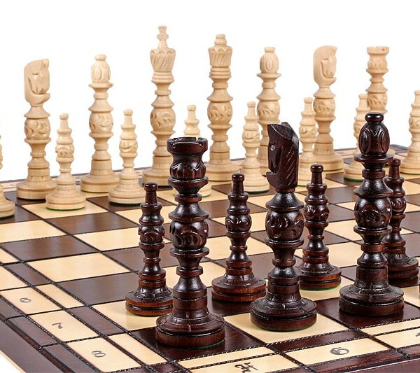 Grand Jeu d'Échecs en Bois avec Pièces de 14 cm - Échiquier Pliant