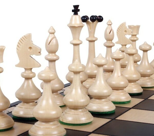 Jeu d’Échecs en Bois avec Pièces Style Montagnard – Échiquier Pliant 46 cm