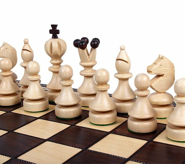 Jeu d’Échecs Pliable en Bois pour Amateurs – Pièces en Bois de Charme, Échiquier avec Rangement