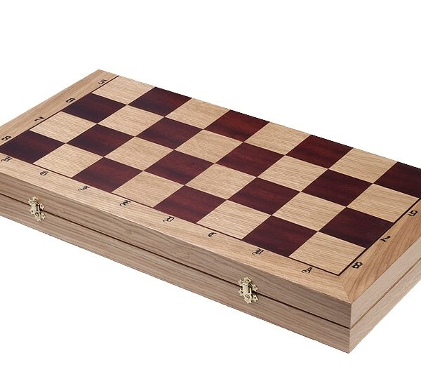 Grand Jeu d'Échecs en Bois de Chêne et Acajou - Échiquier Pliant 65 x 65 cm