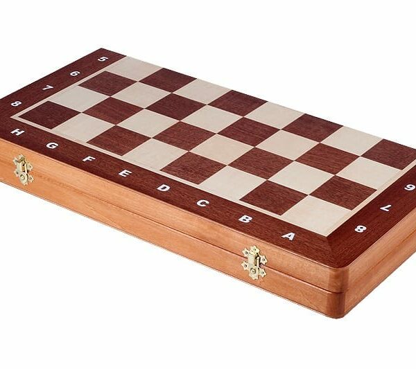 Jeu d'Échecs Indien en Bois de Charme avec Échiquier Pliant en Acajou et Sycomore