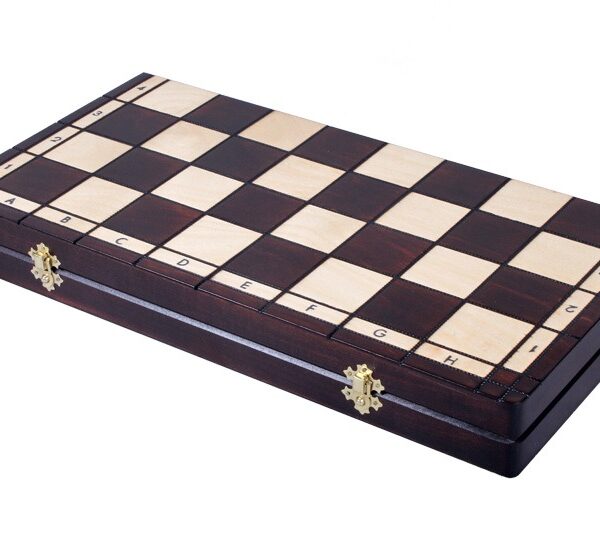 Jeu d'Échecs en Bois de Cerisier – Échiquier Pliant 48 cm au Design Indien