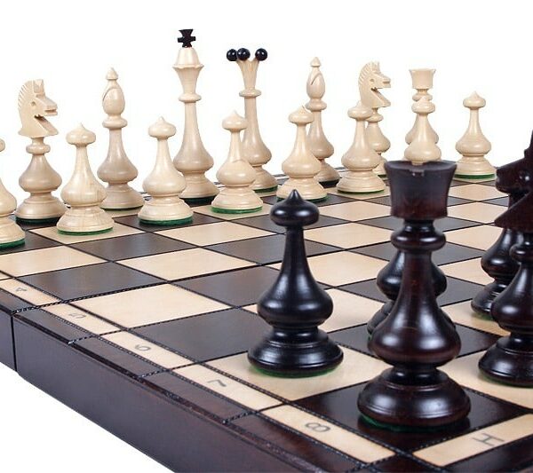 Jeu d’Échecs en Bois avec Pièces Style Montagnard – Échiquier Pliant 46 cm