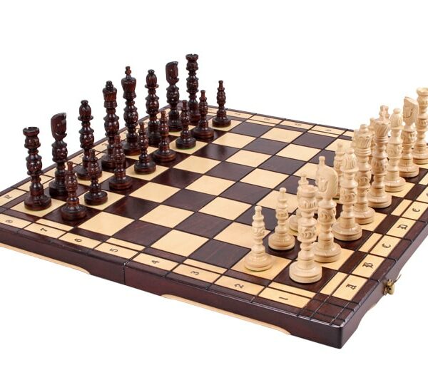 Grand Jeu d'Échecs en Bois avec Pièces de 14 cm - Échiquier Pliant