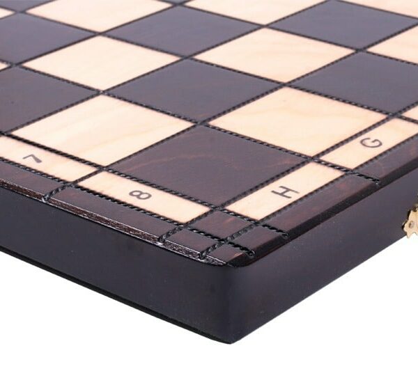 Jeu d'Échecs en Bois de Cerisier – Échiquier Pliant 48 cm au Design Indien