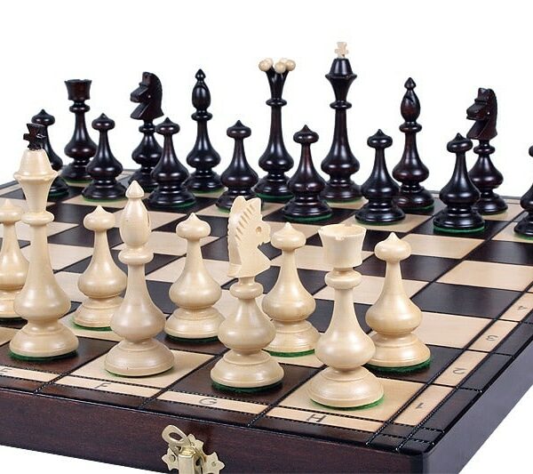 Jeu d’Échecs en Bois avec Pièces Style Montagnard – Échiquier Pliant 46 cm