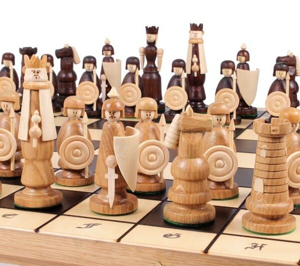 Jeu d'Échecs en Bois de Chêne, Sycomore et Cerisier – Échiquier Pliant