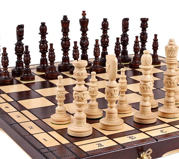 Grand Jeu d'Échecs en Bois avec Pièces de 14 cm - Échiquier Pliant