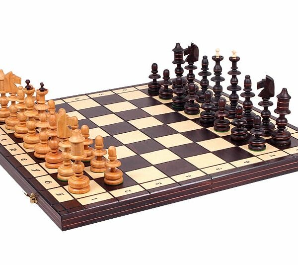 Jeu d'Échecs Longiligne en Bois de Cerisier - Échiquier Pliant