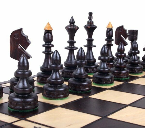 Jeu d'Échecs en Bois de Cerisier – Échiquier Pliant 48 cm au Design Indien