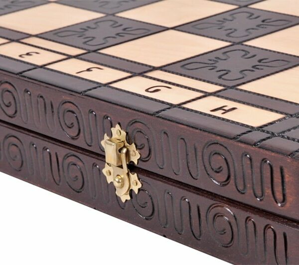 Jeu d'Échecs en Bois de Hêtre avec Échiquier Pliant 55 cm et Pièces Artisanales