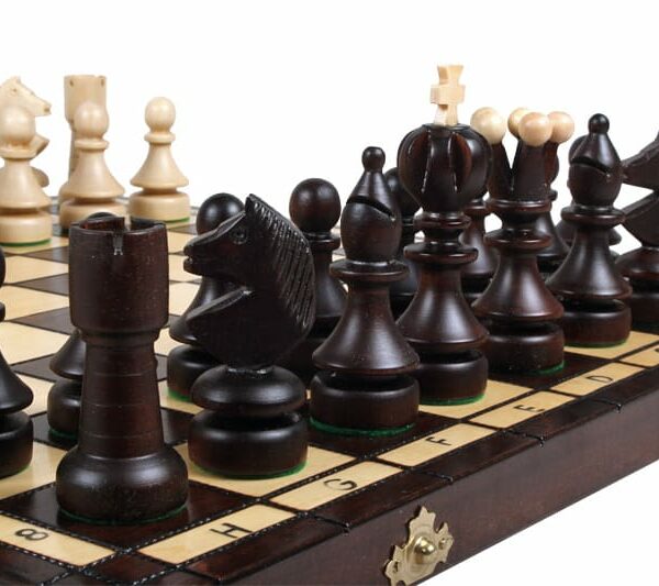 Jeu d’Échecs Pliable en Bois pour Amateurs – Pièces en Bois de Charme, Échiquier avec Rangement