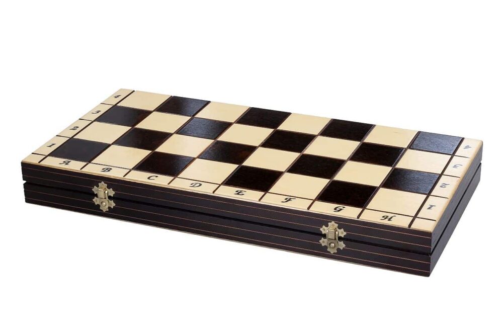 Jeu d'Échecs en Bois de Charme avec Pièces Sculptées et Échiquier Pliant 50 cm