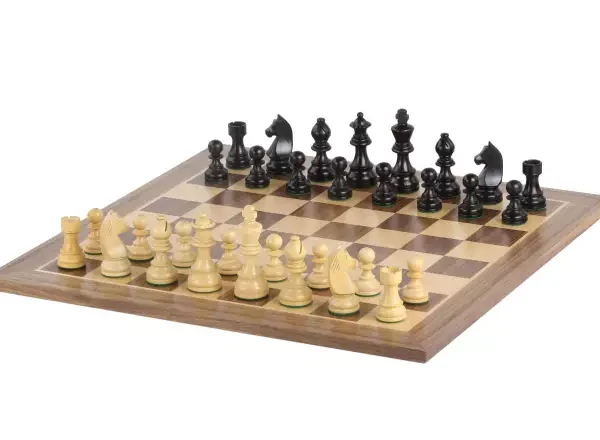 Jeu d’Échecs de Tournoi en Érable et Noyer avec Pièces en Buis Staunton