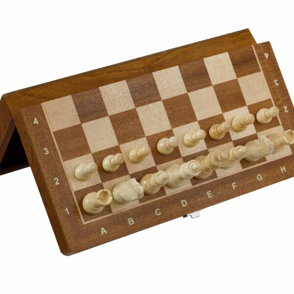 Échecs Magnétiques en Acajou et Érable - Ensemble de Voyage Compact avec Plateau Intégré et Pièces Staunton