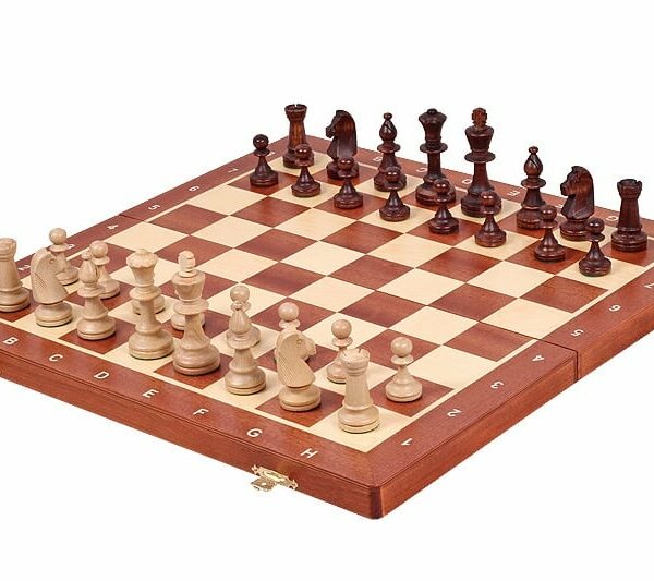 Ensemble de Jeu d'Échecs Staunton Taille 5 en Bois de Charme avec Échiquier en Acajou et Sycomore