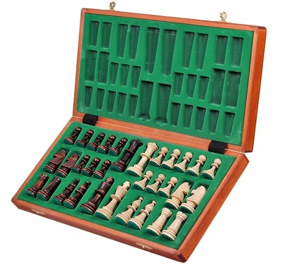 Ensemble de Jeu d'Échecs Staunton Taille 5 en Bois de Charme avec Échiquier en Acajou et Sycomore