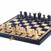 Jeu d’Échecs Pliable en Bois Bleu et Blanc – Design Élégant avec Rangement Intégré