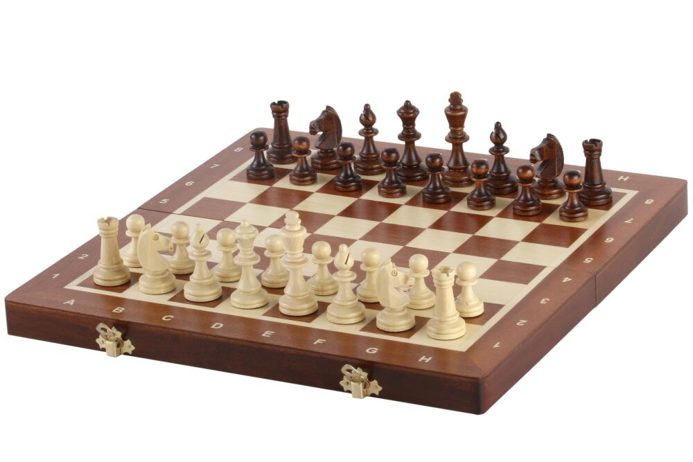 Échiquier Magnétique Grand Format en Bois Incrusté – Jeu d’Échecs de Voyage avec Coffret