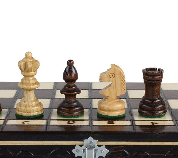 Jeu d'Échecs et Dames en Bois de Cerisier - Coffret Pliable avec Échiquier Gravé