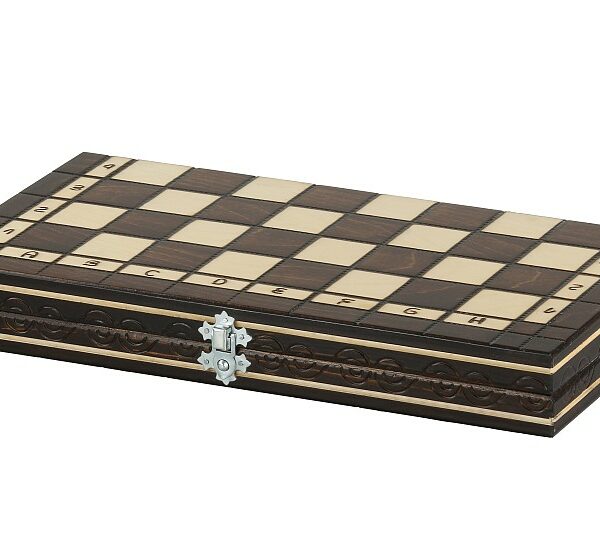 Jeu d'Échecs et Dames en Bois de Cerisier - Coffret Pliable avec Échiquier Gravé