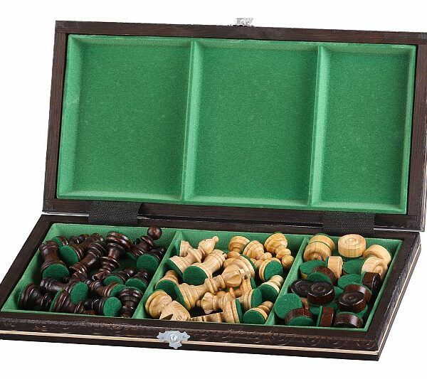 Jeu d'Échecs et Dames en Bois de Cerisier - Coffret Pliable avec Échiquier Gravé