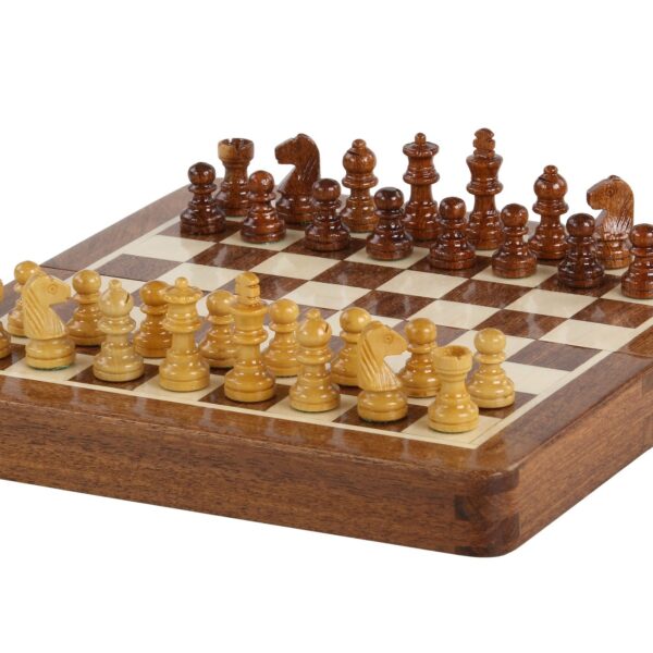 Mini Jeu d'Échecs Magnétiques en Bois – Idéal pour le Voyage